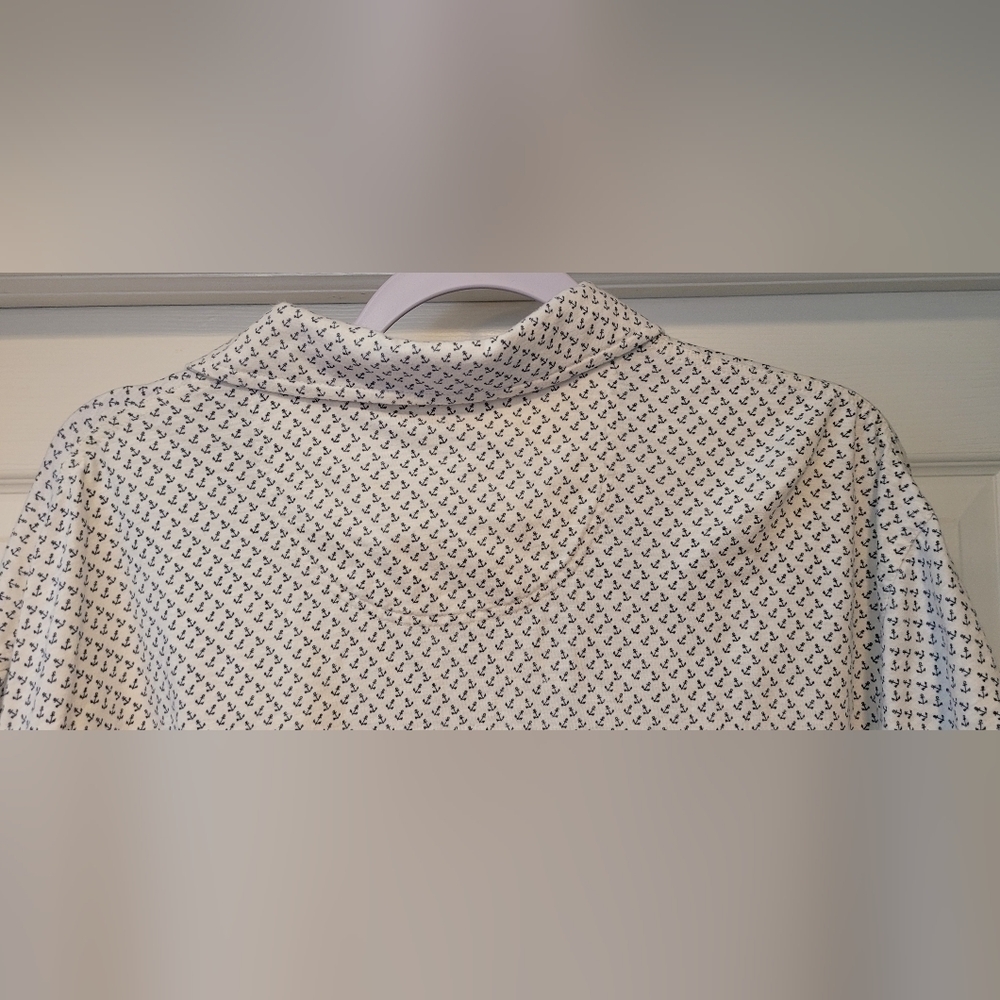 $52 Men's Jos. A. Bank White Tailored Fit Cotton Short Sleeve Polo Blue Anchors - Picture 6 of 11